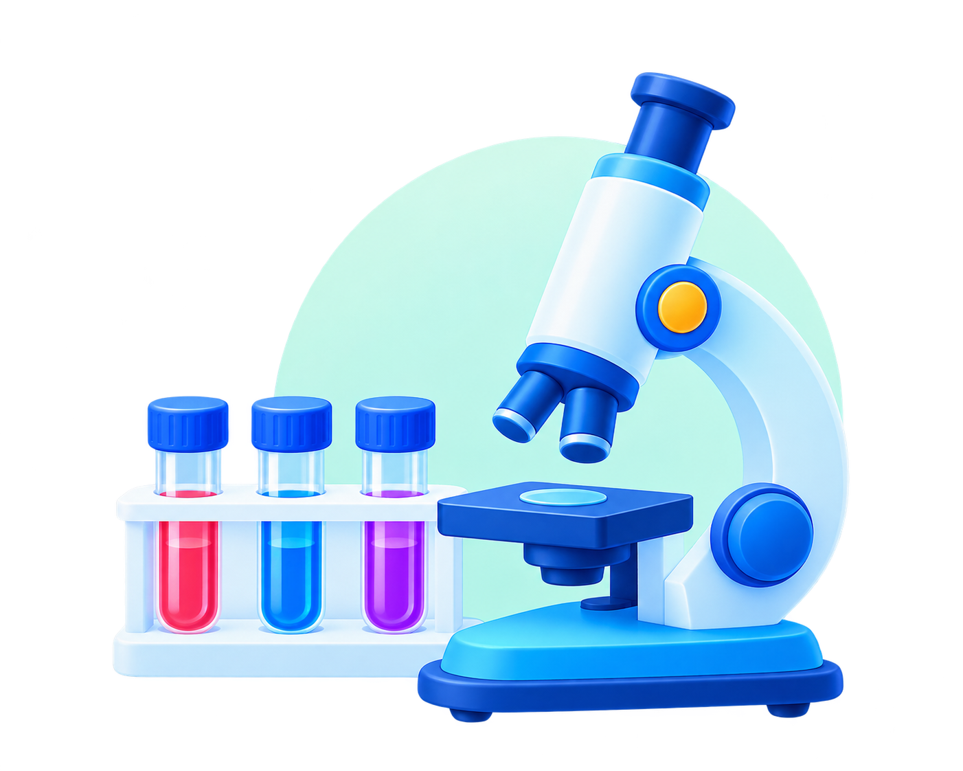 Laboratory microscope and test tubes